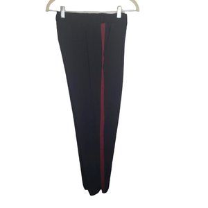 Women's Black Pull On Pleated Pants with Burgundy stripe Size 13